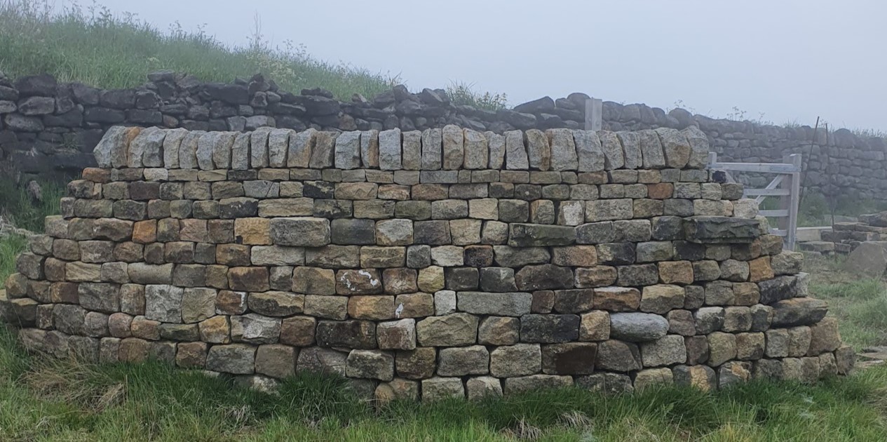 dry stone wall and road