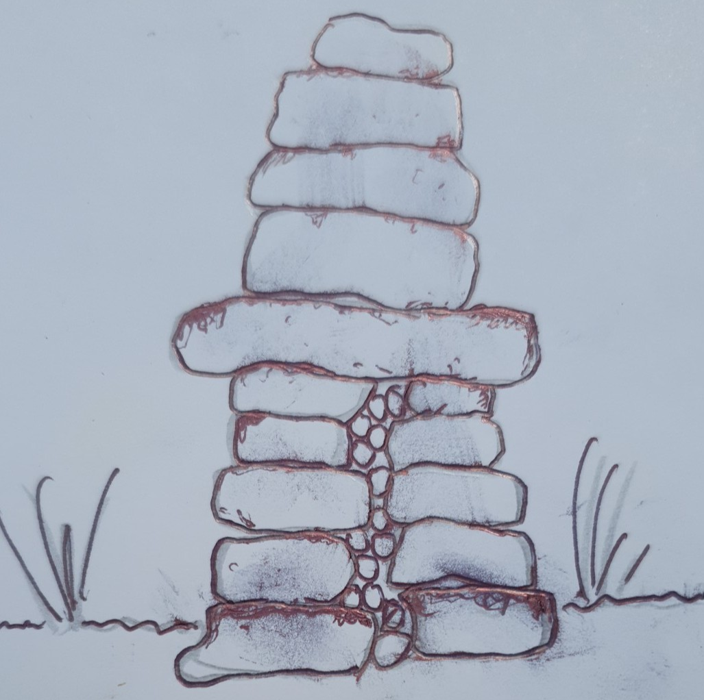 drawing of galloway dyke dry stone wall